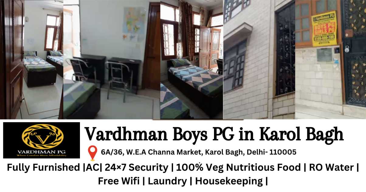 Men's PG in Karol Bagh near UPSC hubs! A/C rooms, meals, laundry & housekeeping. Boys Building by vardhmanstayz